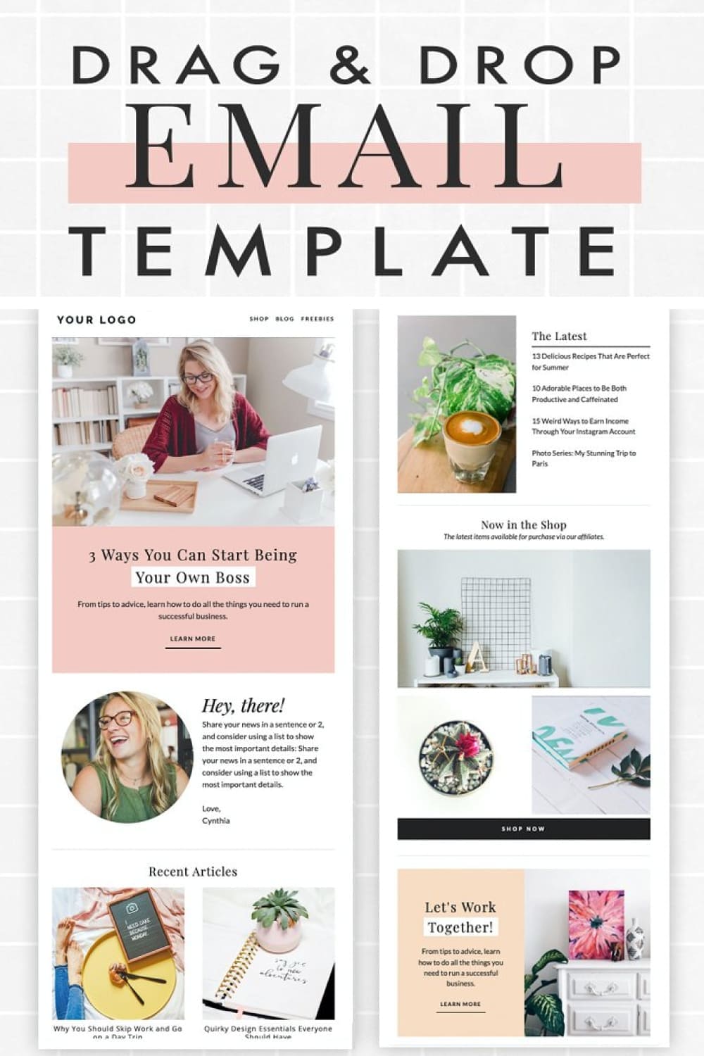 A set of images of a gorgeous email design template.