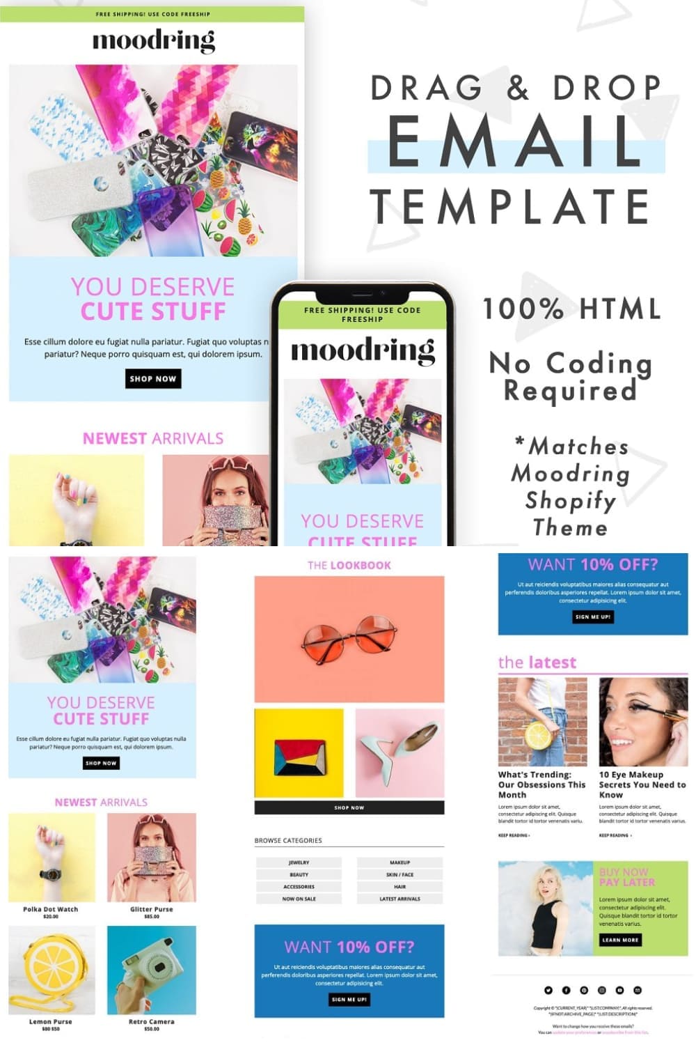 A selection of images of gorgeous email design templates.