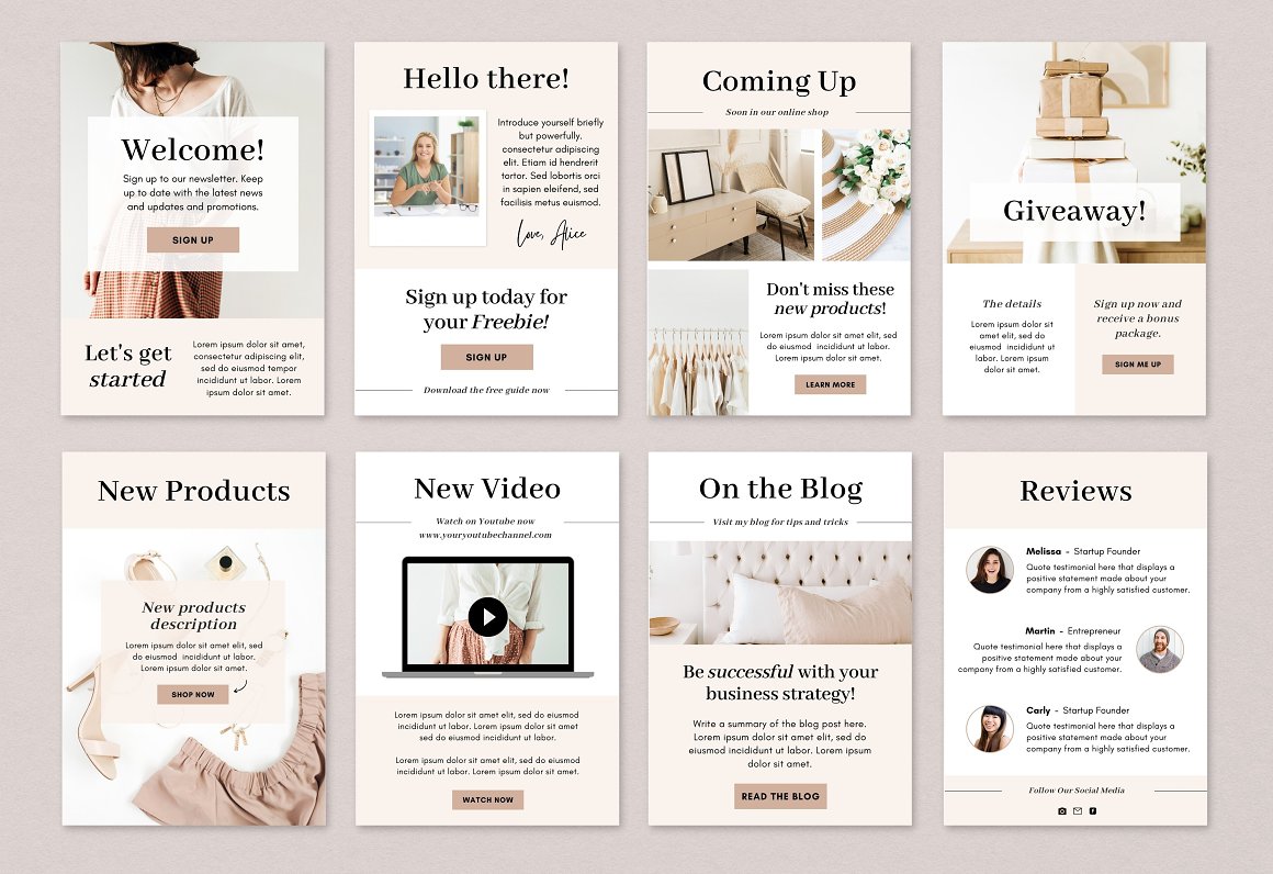 A bundle of images of wonderful email design templates.