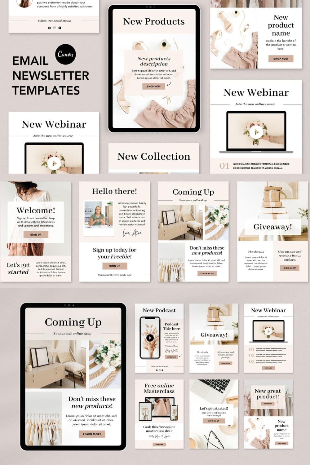 An image pack of a great email design templates.