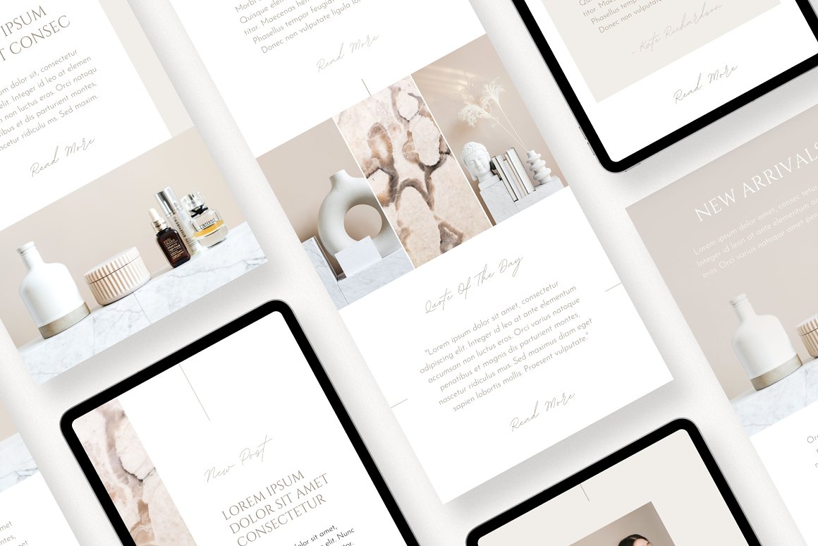 Set of images of enchanting email newsletter design templates.