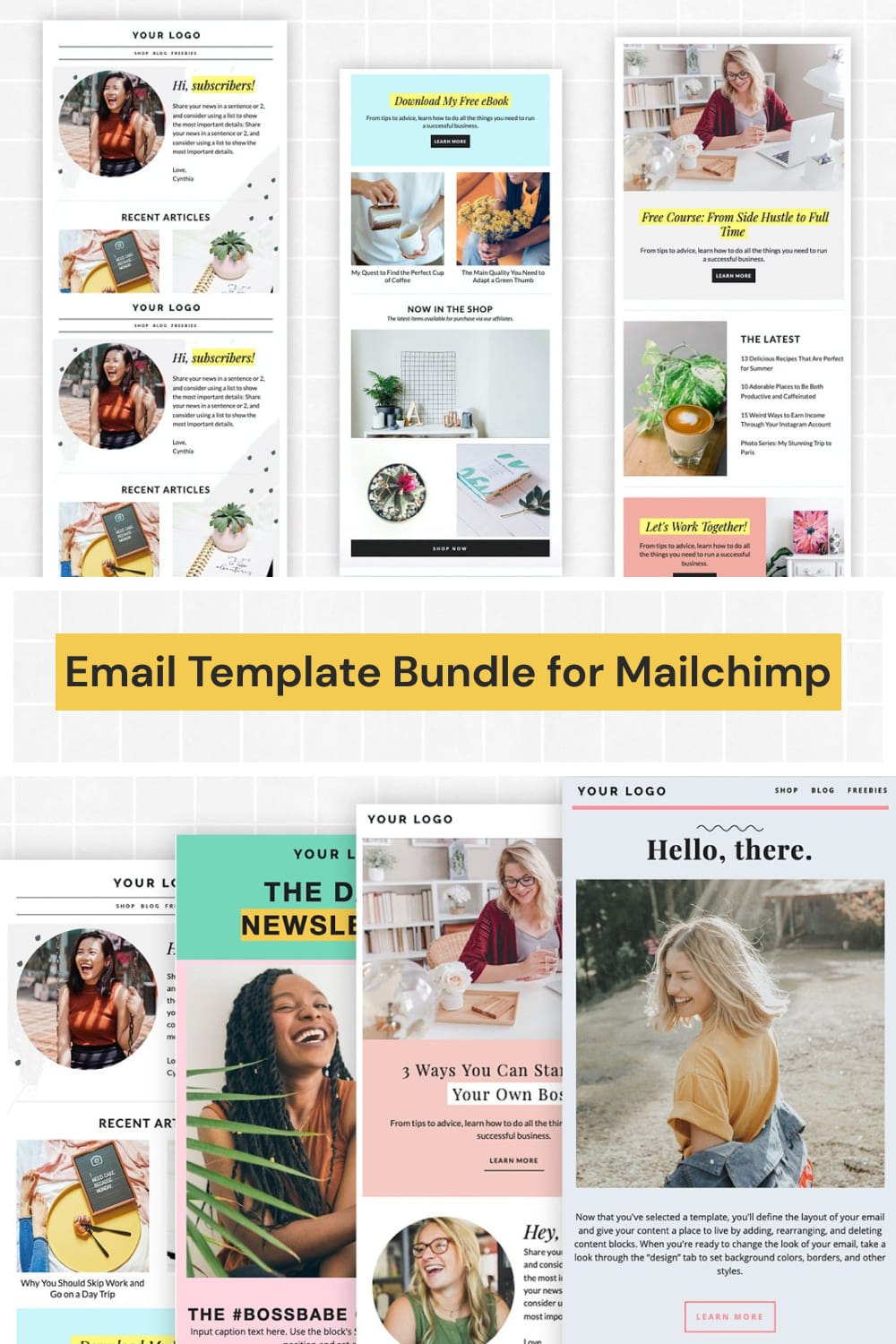 Image collection of elegant email design templates.