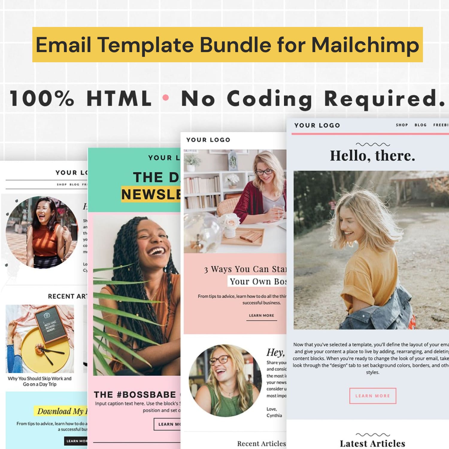 Image set of amazing email design templates.