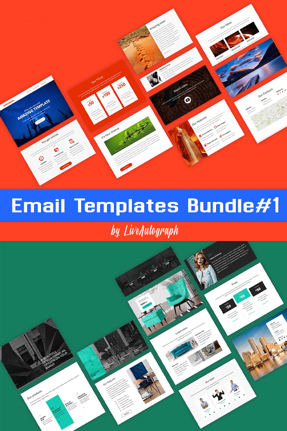 Set of images of irresistible email design templates.