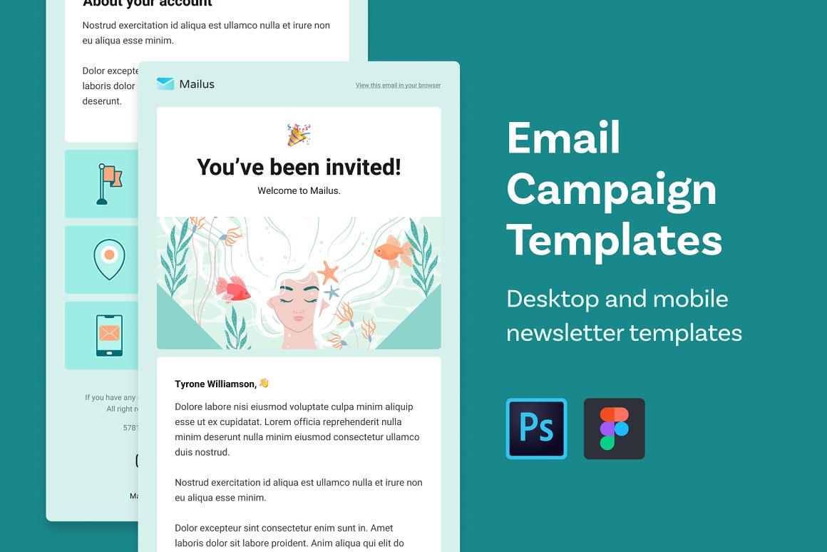Images of colorful email design template.