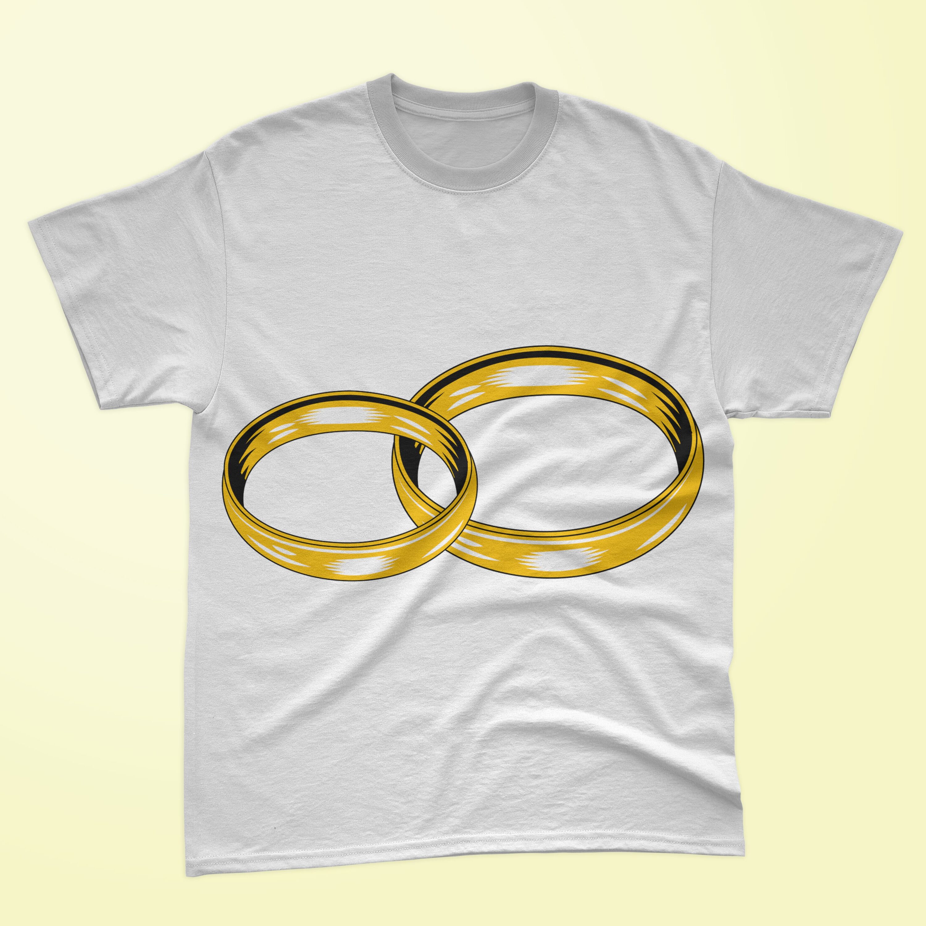 T-shirt picture with cute rings print for engagement.