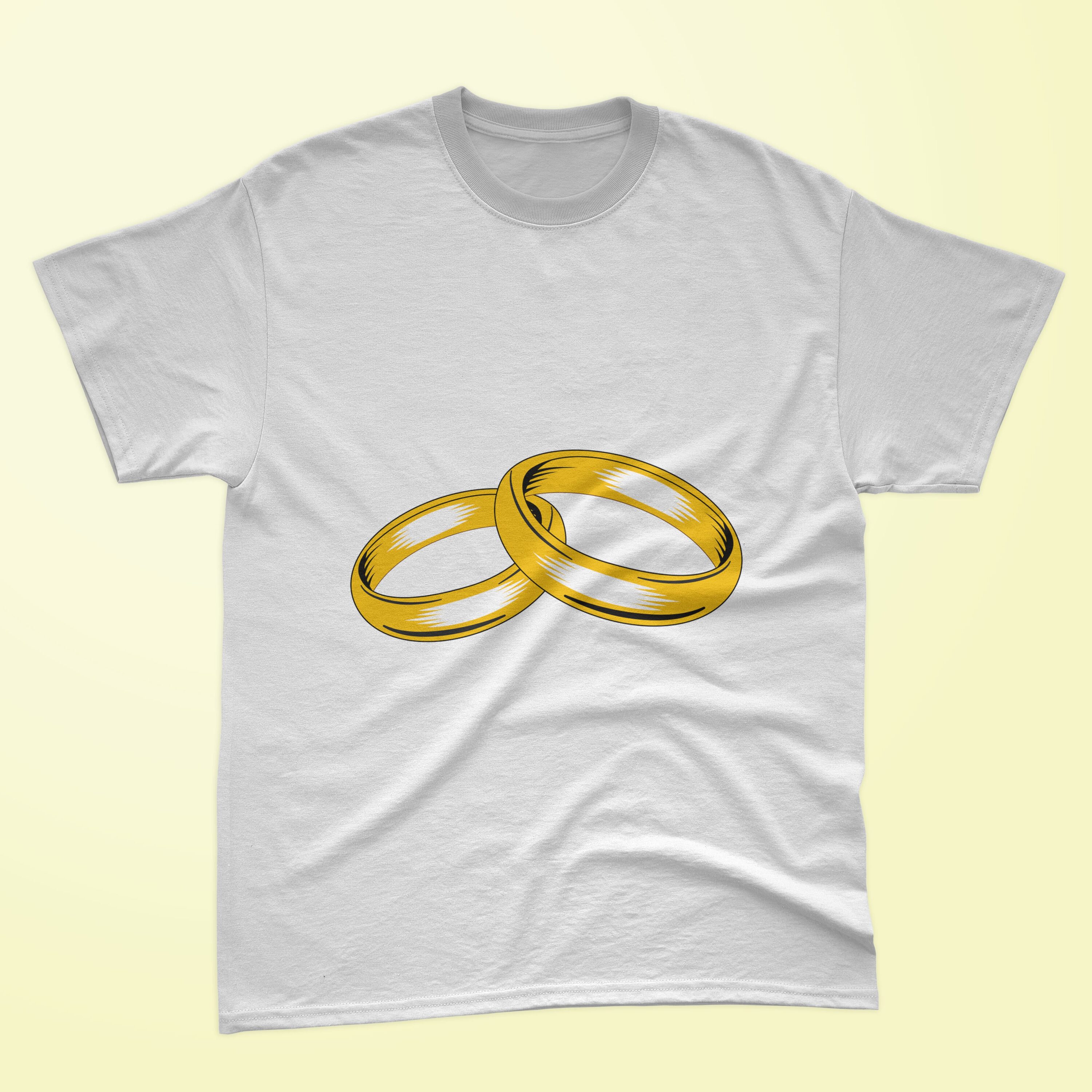 T-shirt image with a beautiful print of engagement rings.