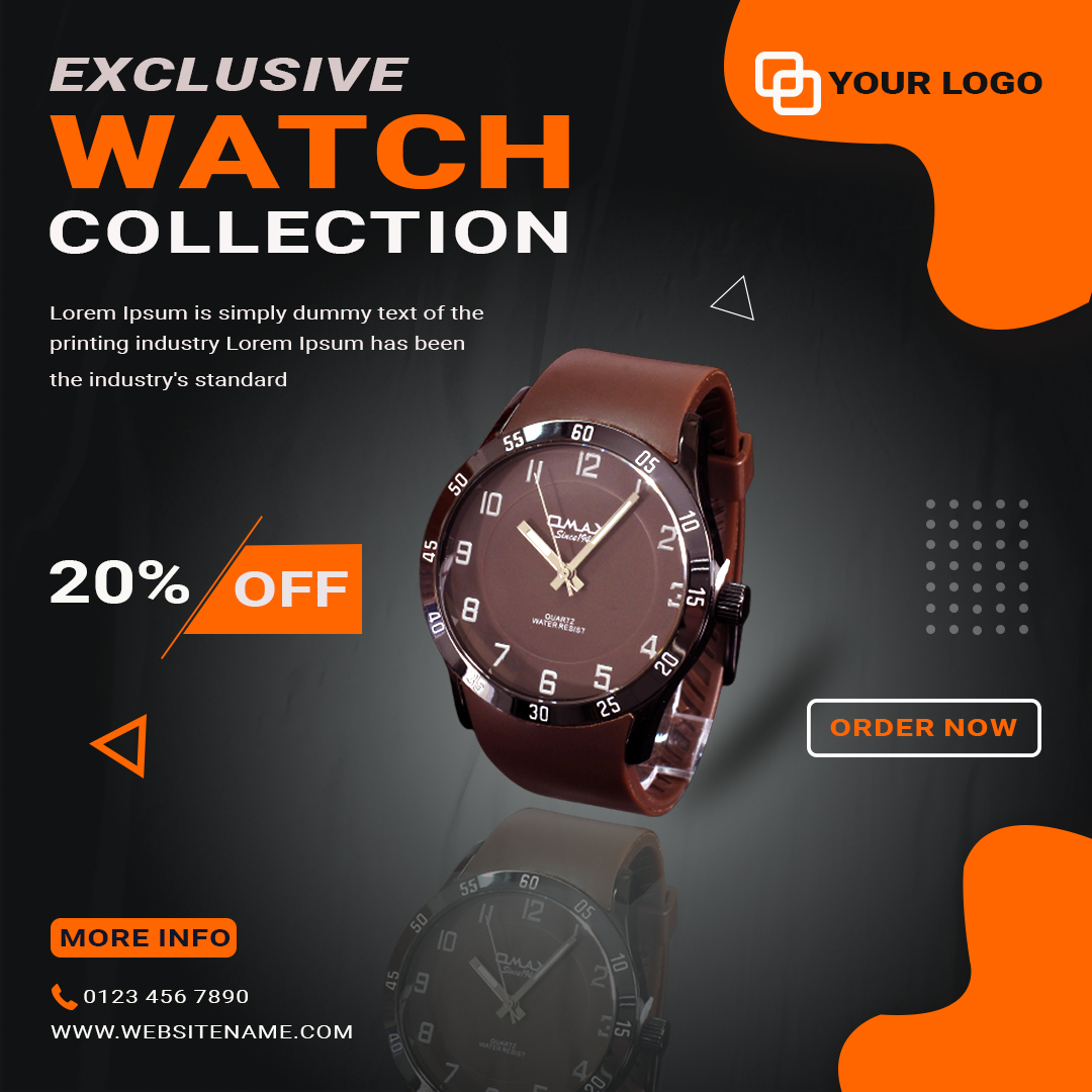 Exclusive Smart Watch Collection Social Media Post Template Design preview image.