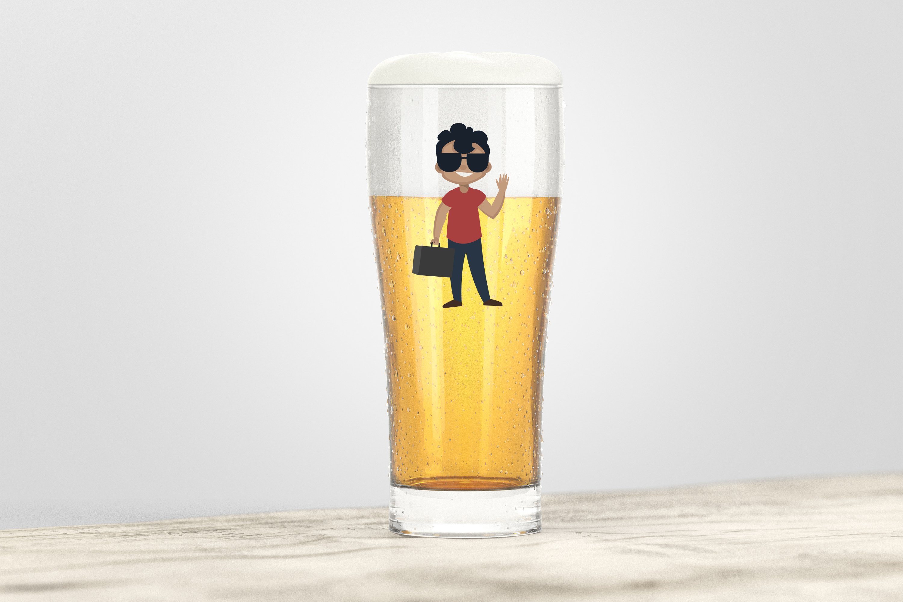 Big beer cup with the boy print.