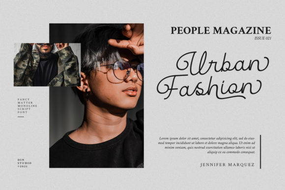Black lettering "Urban Fashion" in script font on a gray background with images of people.