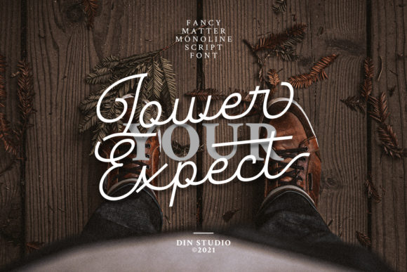 White lettering "Lower Expect" in script font on the autumn background.