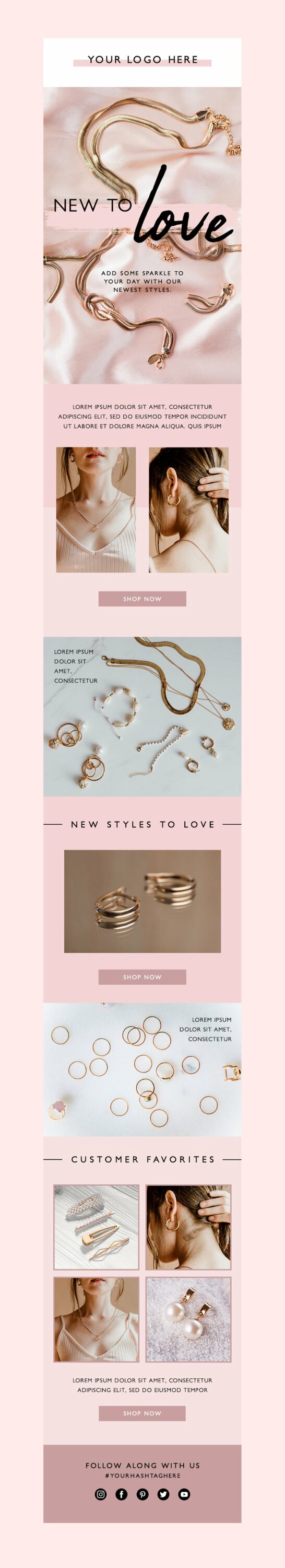 Image pack of adorable jewelry store email design template.