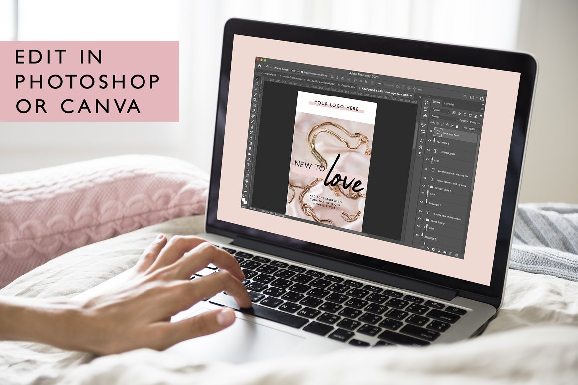 Image of working in photoshop with email design.