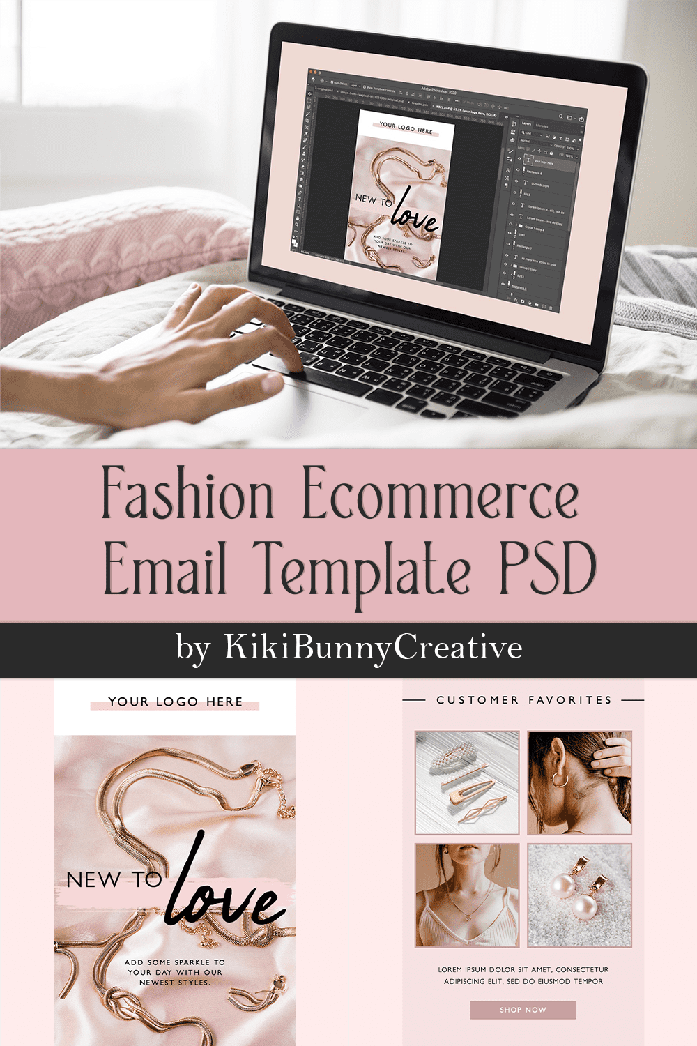 A collection of images of a beautiful email design template for jewelry stores.