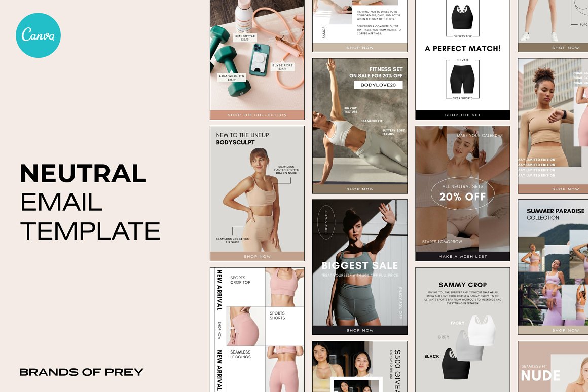 Collection of images of irresistible fashion email design templates.