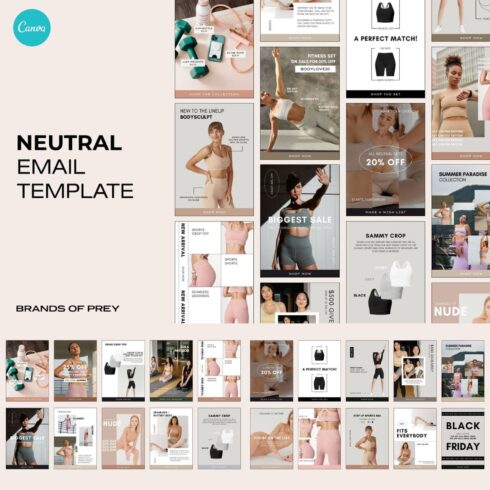 Set of images of adorable fashion email design templates.