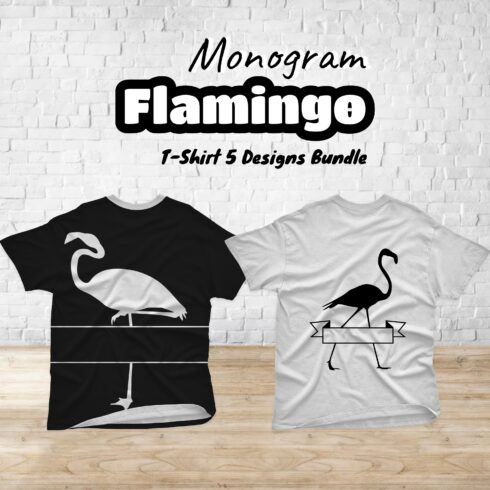 Monogram Flamingo SVG T-shirt Designs Bundle.