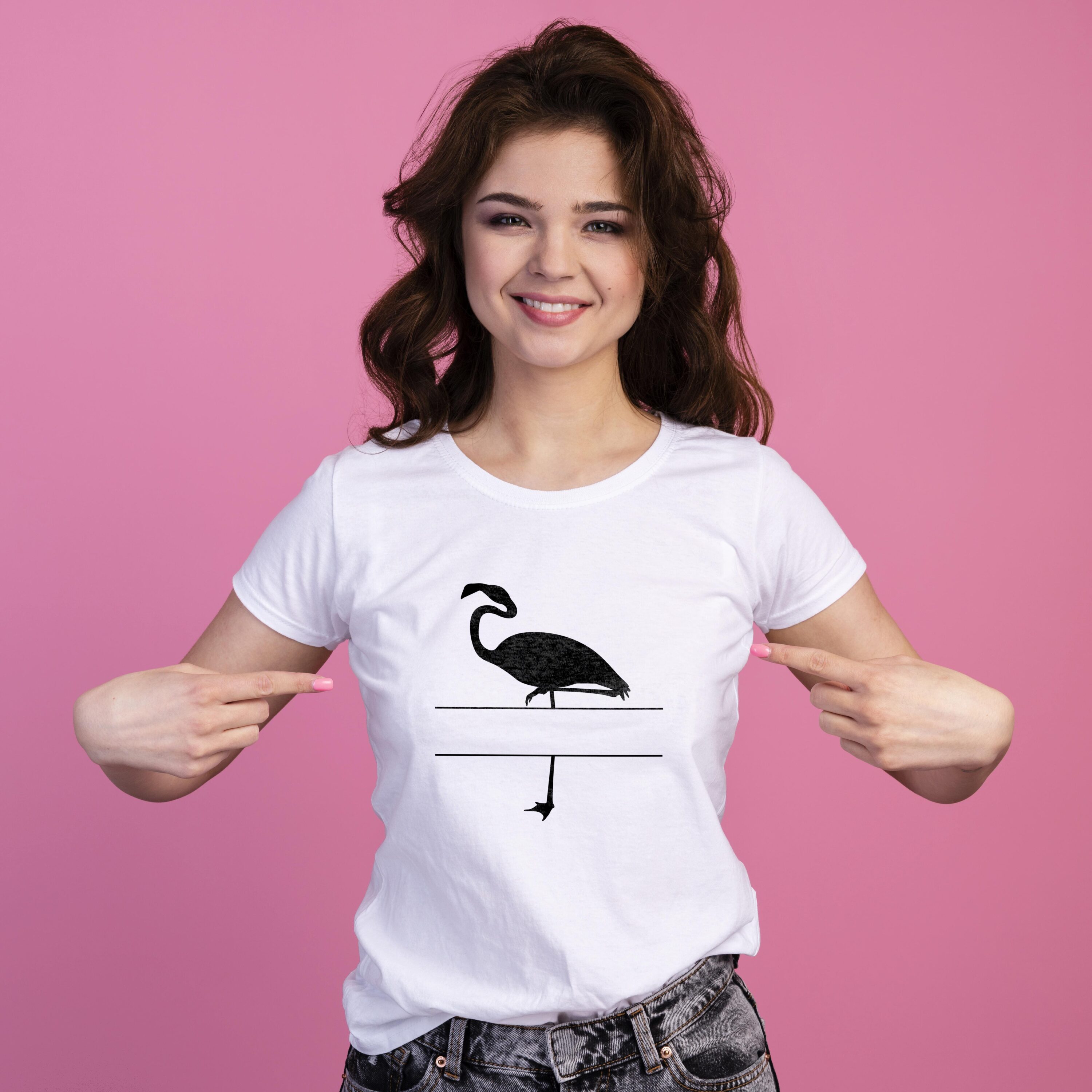 Classic flamingo in a black with the space for lettering.