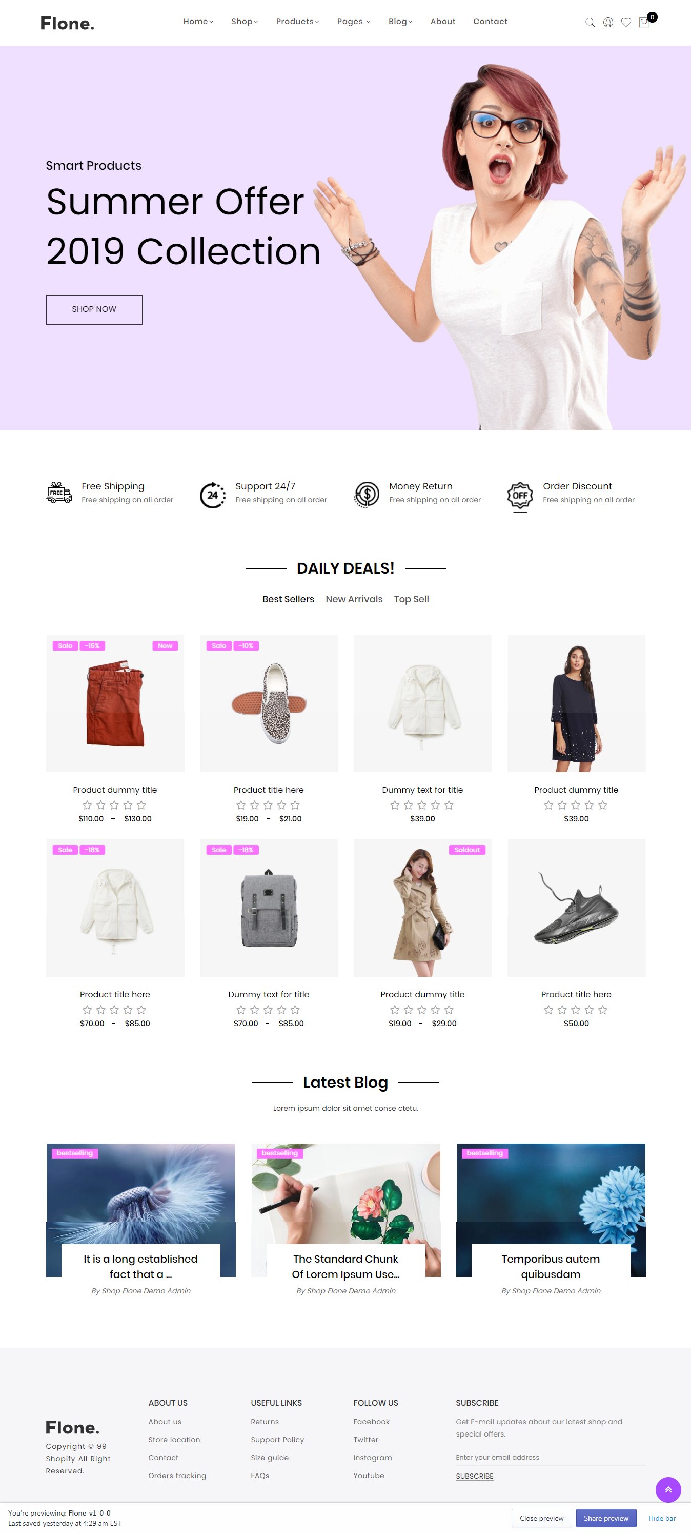 Simple light template for online shop.
