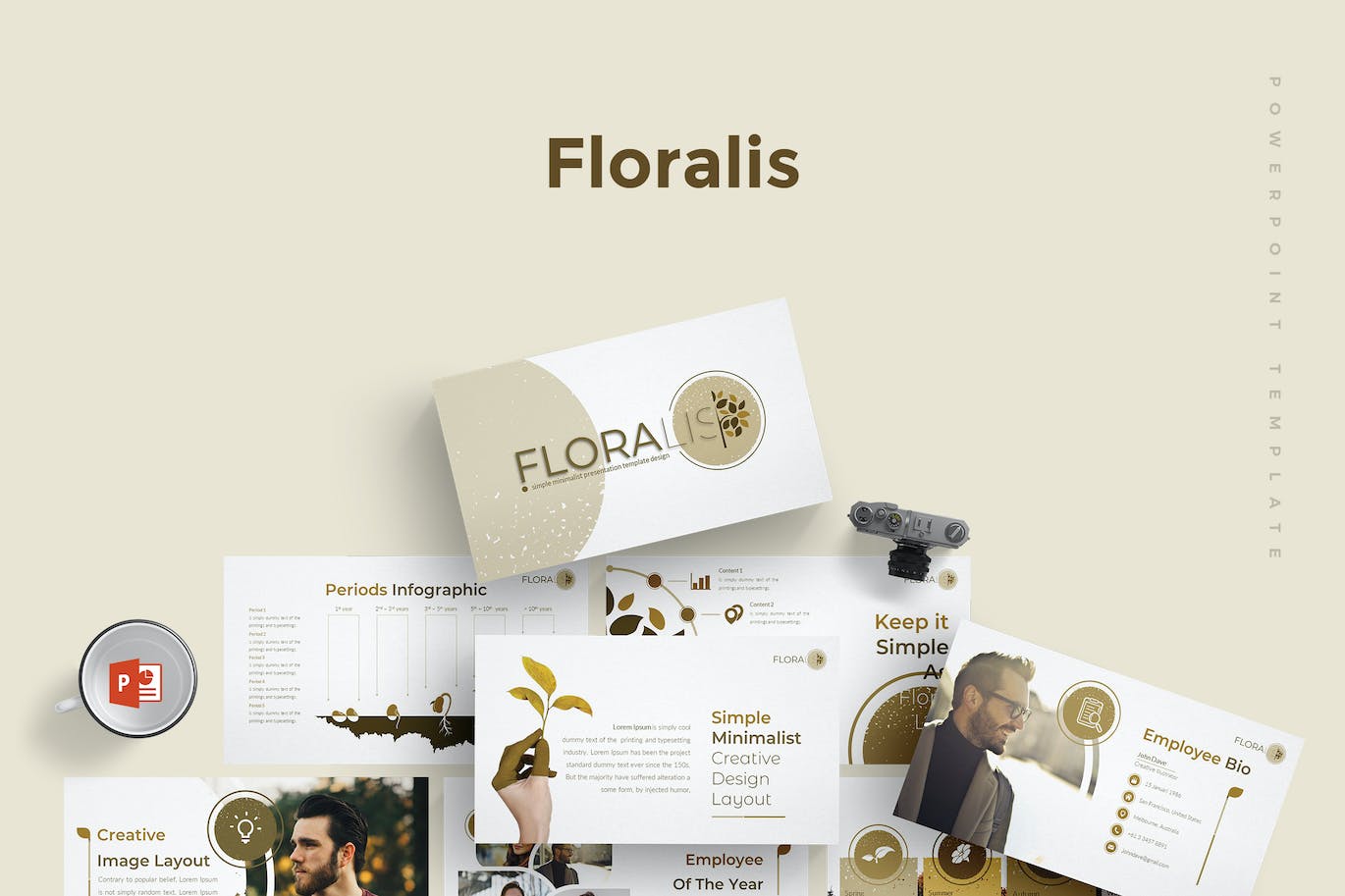 A set of images of exquisite presentation template slides on the theme of floristry.