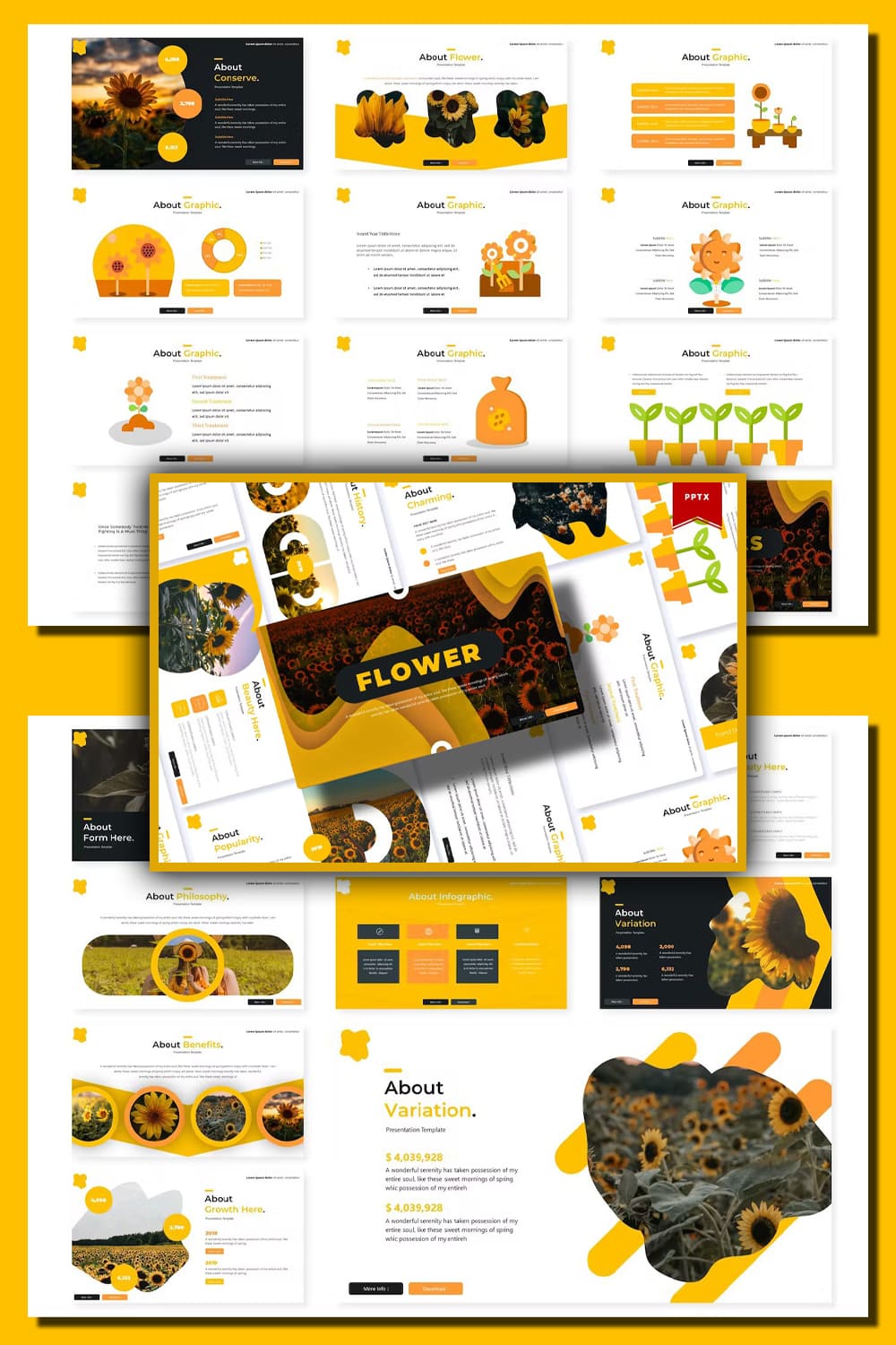 Flower | Powerpoint Template - pinterest image preview.