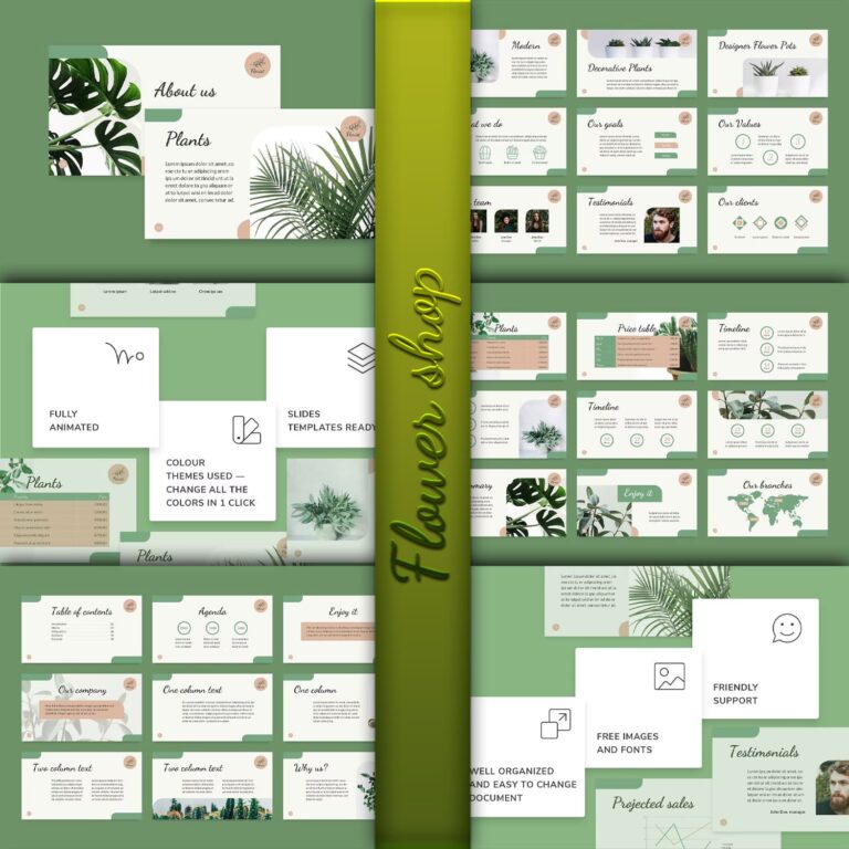 Flower Shop PowerPoint Presentation Template – MasterBundles