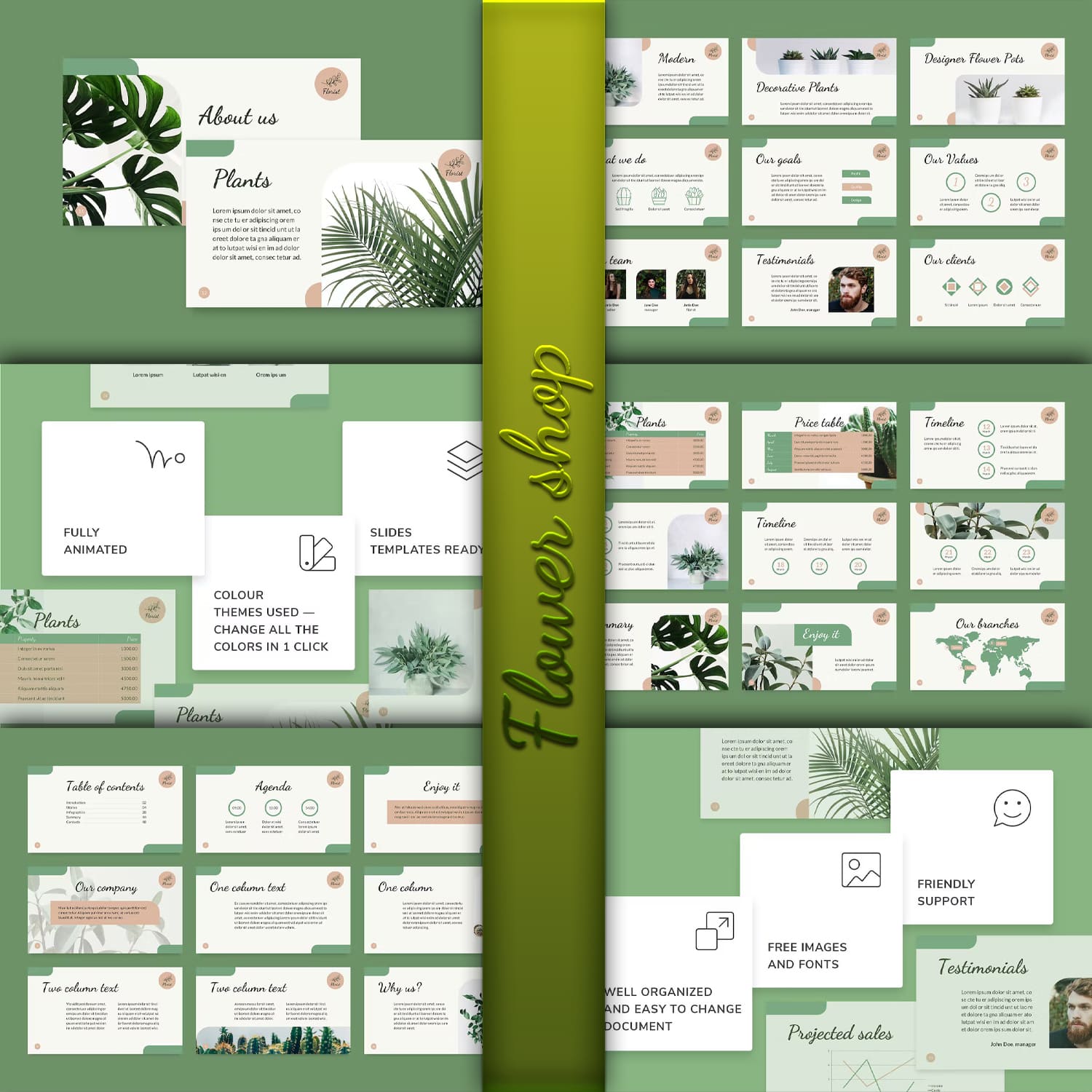Flower Shop PowerPoint Presentation Template - main image preview.