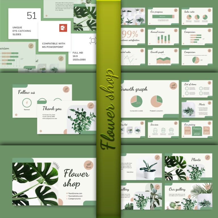 Flower Shop PowerPoint Presentation Template – MasterBundles