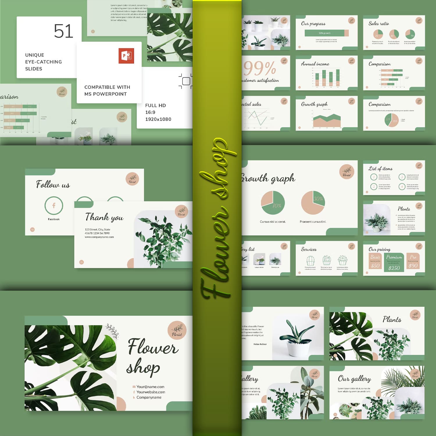Flower Shop PowerPoint Presentation Template created by ambergraphics.