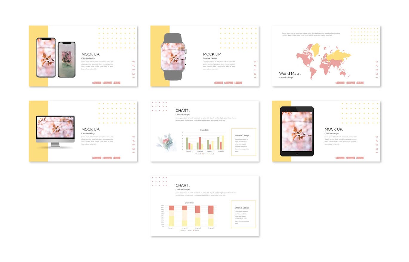 A selection of images of wonderful presentation template slides on the theme of flowers.