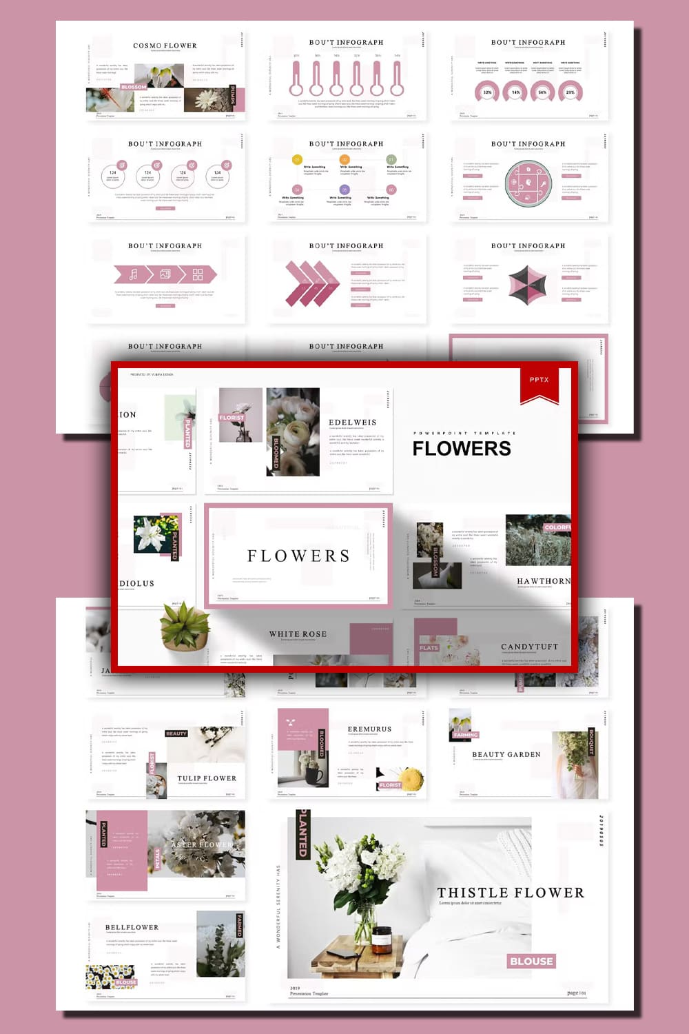 Flowers | Powerpoint Template - pinterest image preview.