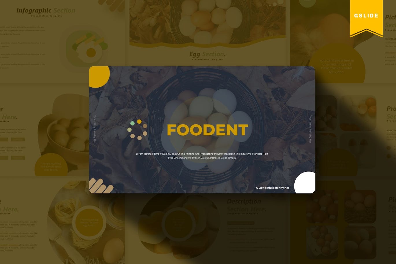 A selection of images of amazing food-themed presentation slides.