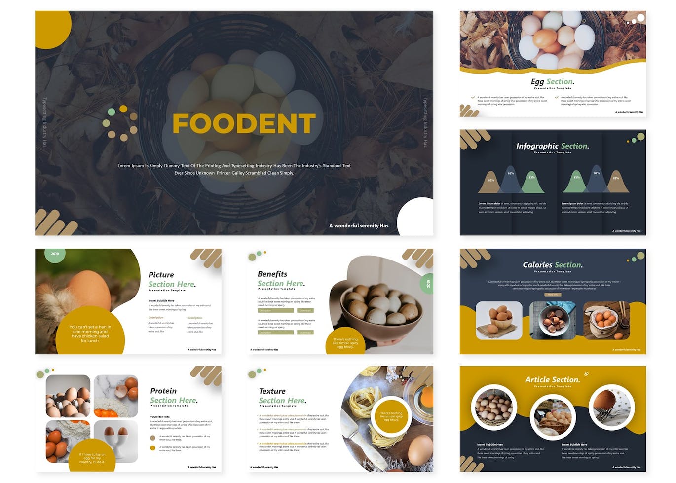 A collection of images of irresistible food-themed presentation template slides.