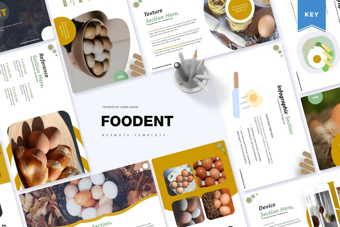 Pack of images of beautiful slide presentation template on the theme of food.