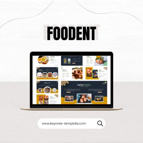 Image of an adorable presentation template slide on the topic of food on a laptop.