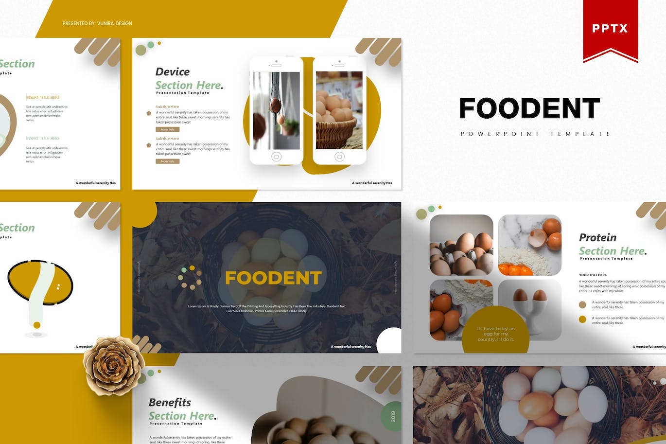 Pack of images of beautiful slide presentation template on the theme of food.