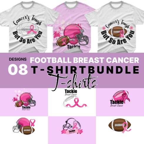football breast cancer SVG T-shirt Designs Bundle.