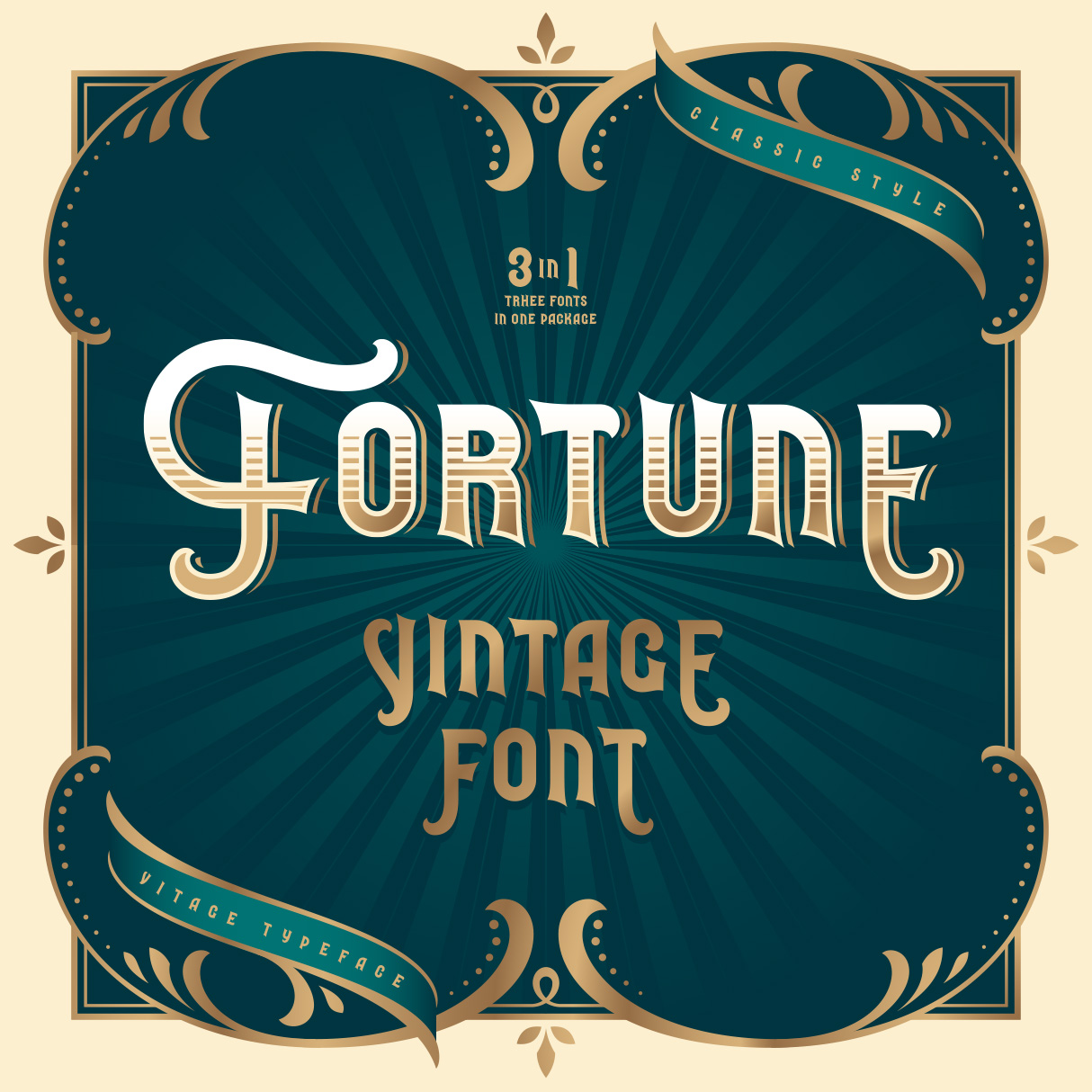 Fortune Vintage Font main cover.