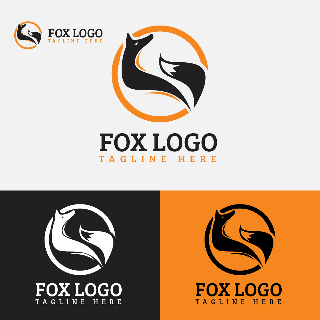 Logo with fox and red insert.