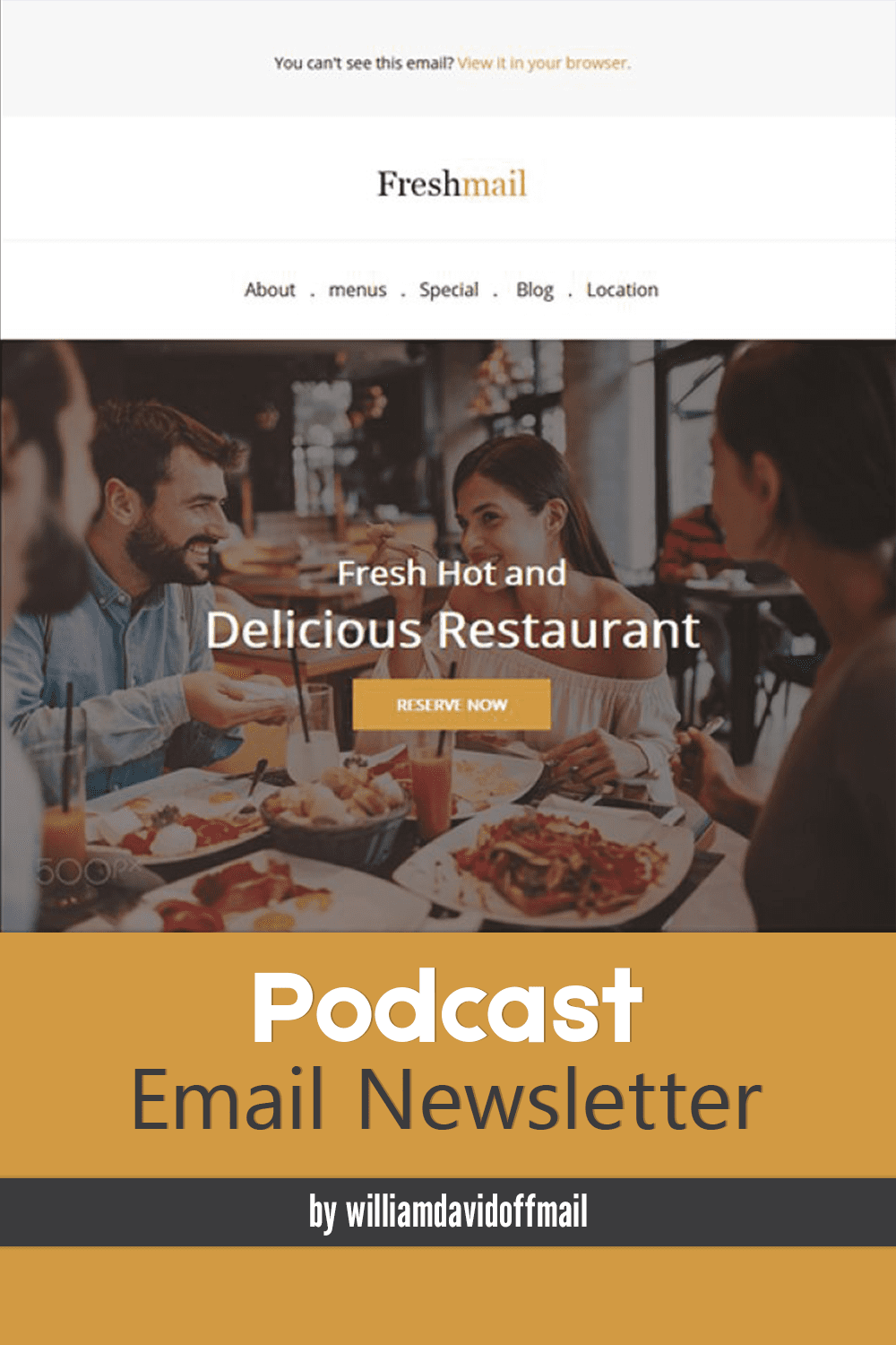 Image usability email design template for restaurant business.