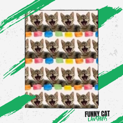 Funny Cat Laughing Seamless Pattern,KDP.