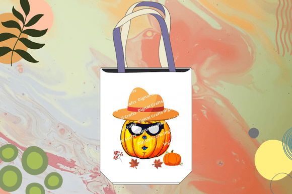 Image of a white bag with a wonderful detective pumpkin print.