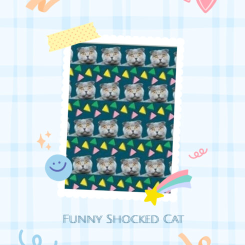 Funny Shocked Cat Seamless Pattern,Cute.