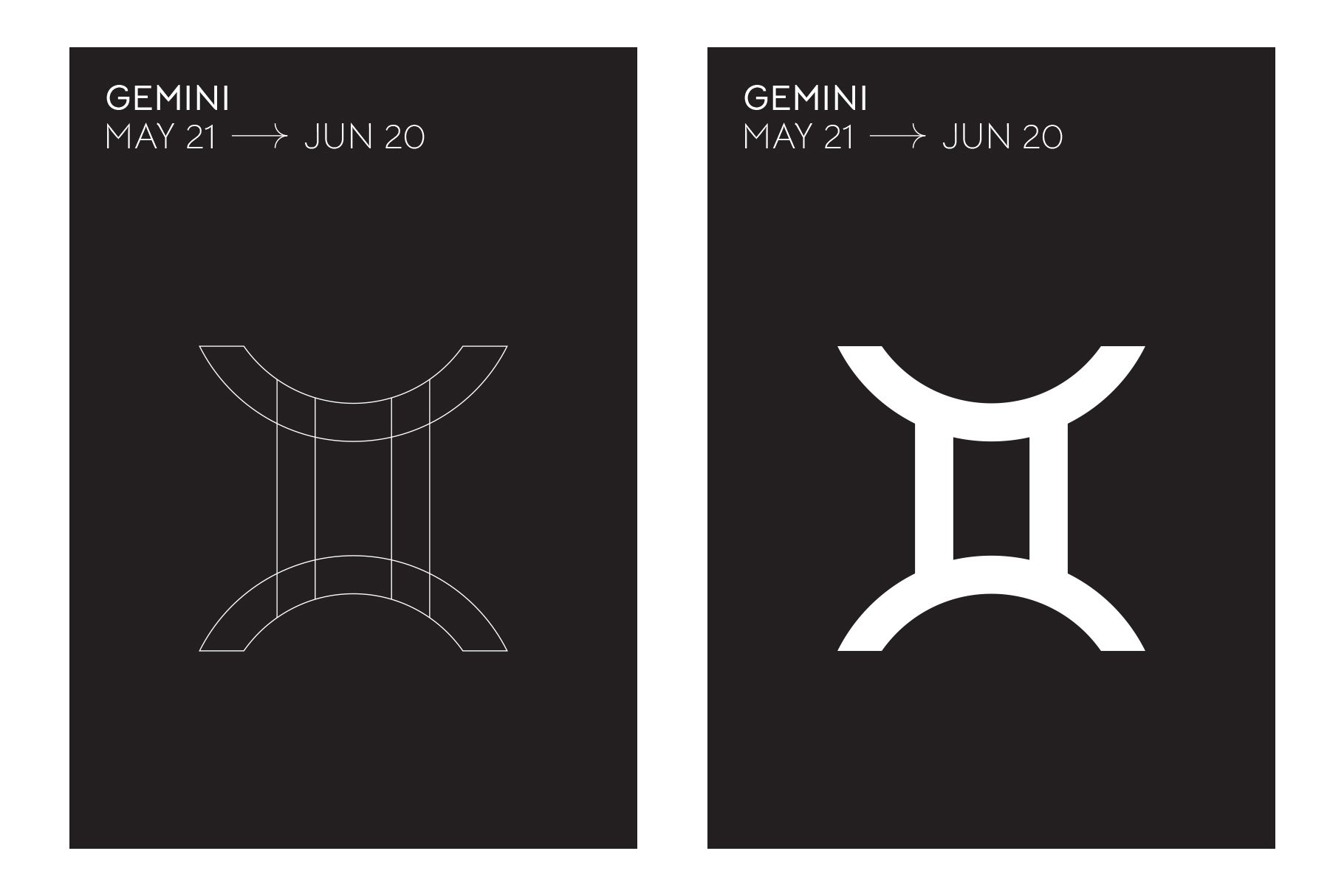 Outline and bold white Gemini graphic.