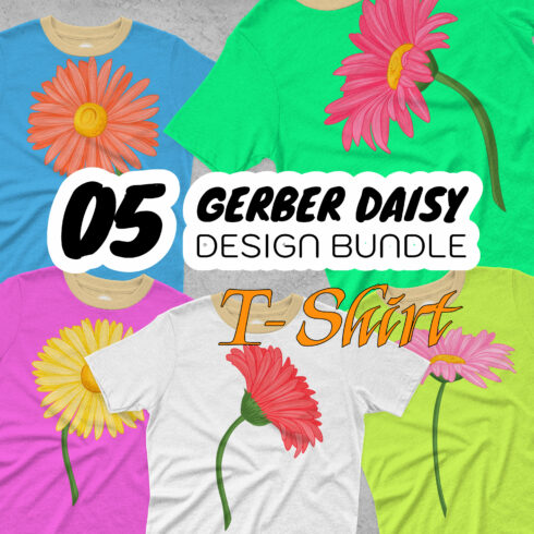 Gerber Daisy T-shirt Designs Bundle - main image preview.