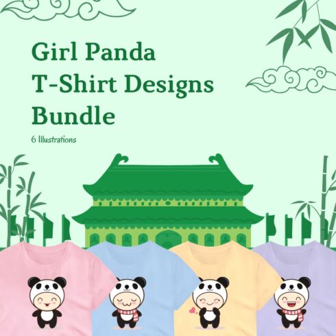 Girl Panda Svg T-shirt Designs Bundle.