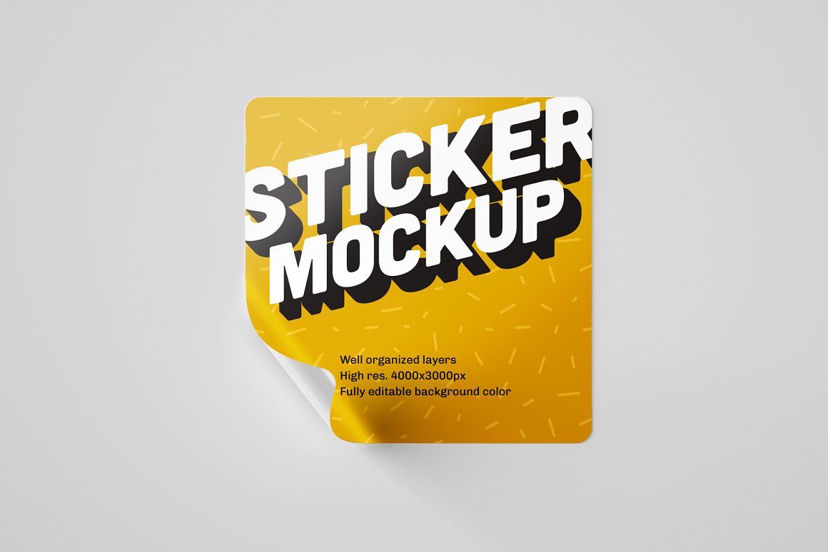 Image of yellow color glossy sticker.