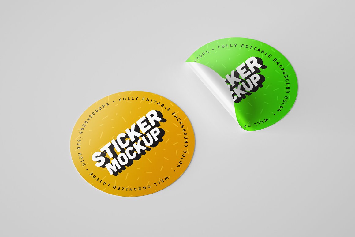 Images of colorful glossy round stickers.