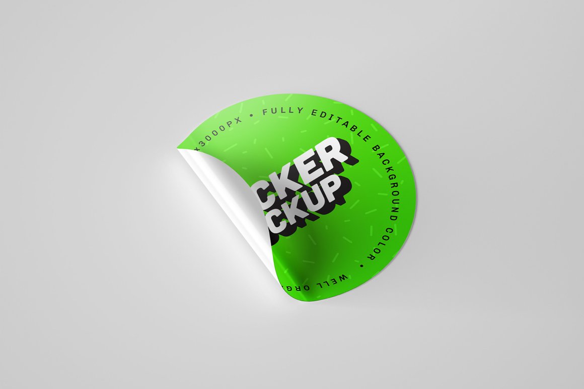 Image of green color glossy sticker.