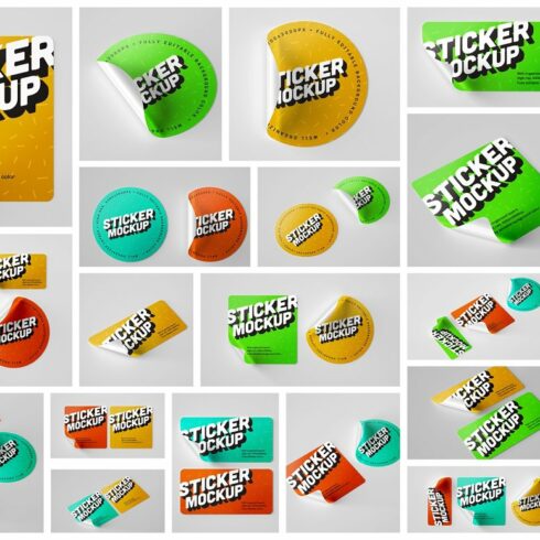 Glossy Sticker Mockup Set | Master Bundles